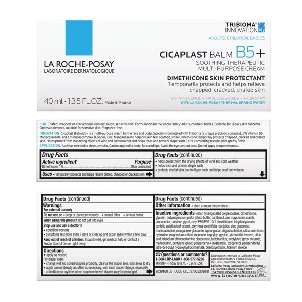 La Roche Posay Cicaplast Balm Vitamin B5 Soothing Therapeutic Cream for Dry & Irritated Skin - Unscented - Travel Size - 1.35oz