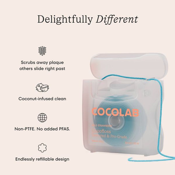 Cocolab Cocofloss Refillable Woven Expanding Dental Floss - Wild Strawberry - 33yd