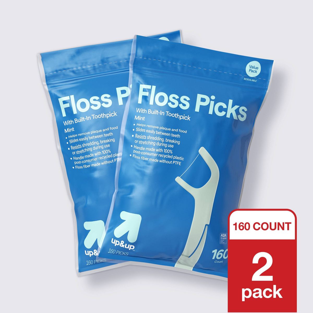 up&up™ 2 count 160 count Each Floss Picks Mint