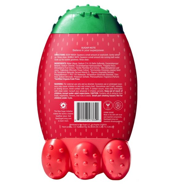 Raw Sugar Kids' Gentle Nourishing Bubble Bath + Body Wash - Strawberry Vanilla - 12 fl oz