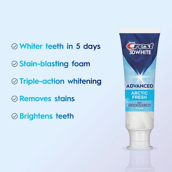Crest 3D White Advanced Teeth Whitening Fluoride Toothpaste - Arctic Fresh - 3.3oz
