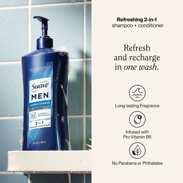 Suave Men 2-in-1 Pump Shampoo & Conditioner - Ocean Charge - 28 fl oz