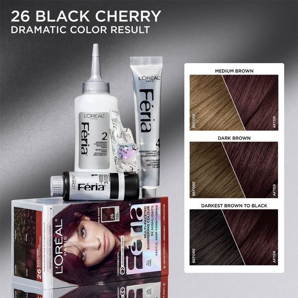 L'Oreal Paris Feria High Intensity Shimmering Color Power Red - R48 Intense Deep Auburn - 1 Kit