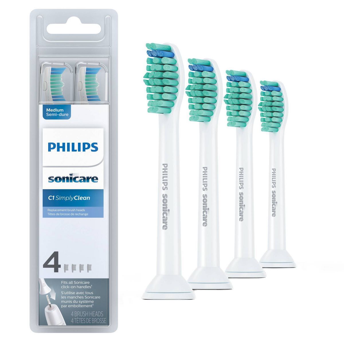 Philips Sonicare C1 SimplyClean Replacement Electric Toothbrush Head - HX6014/65 - White - 4pk