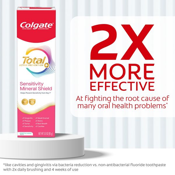 Colgate Total Active Prevention Sensitivity Mineral Shield Mint Toothpaste - Gentle Mint - 3oz