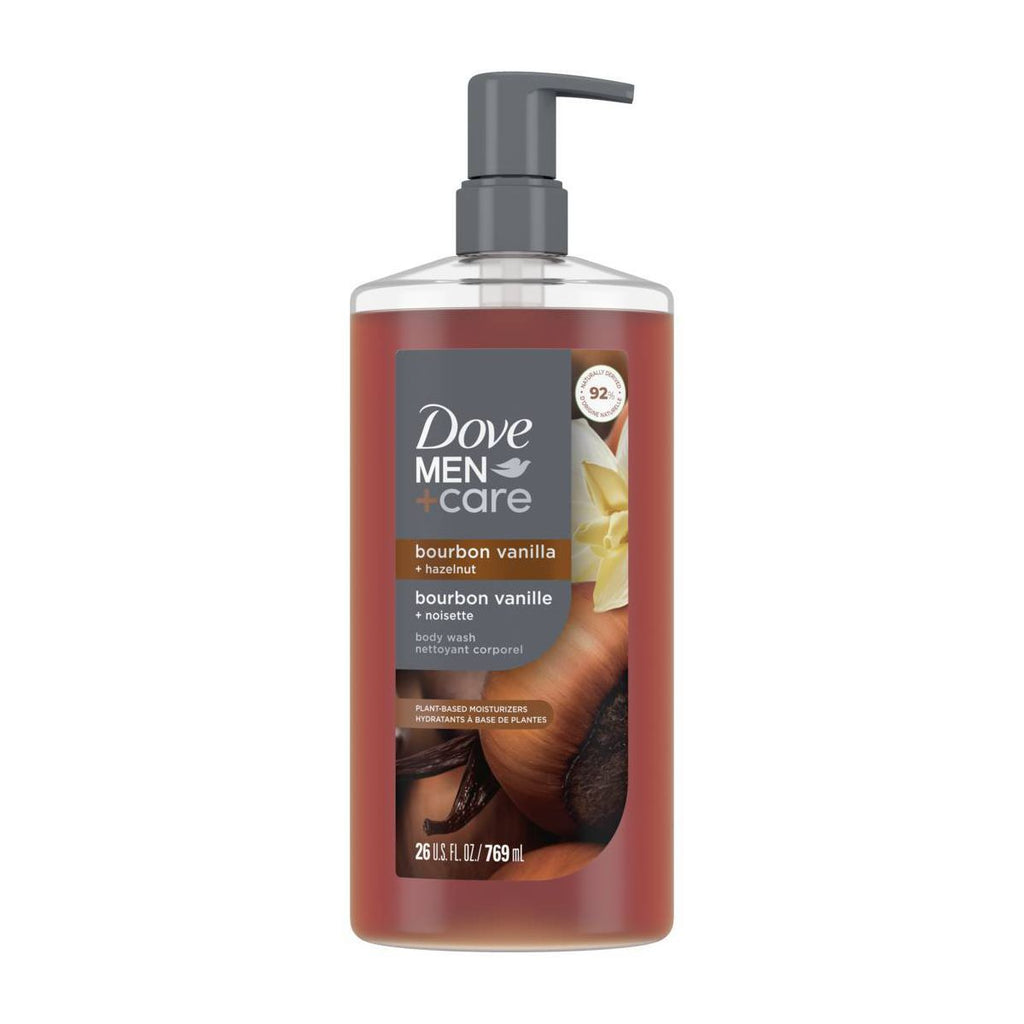 Dove Men+Care Bourbon Vanilla + Hazelnut Plant-Based Moisturizers Body Wash - 26 fl oz