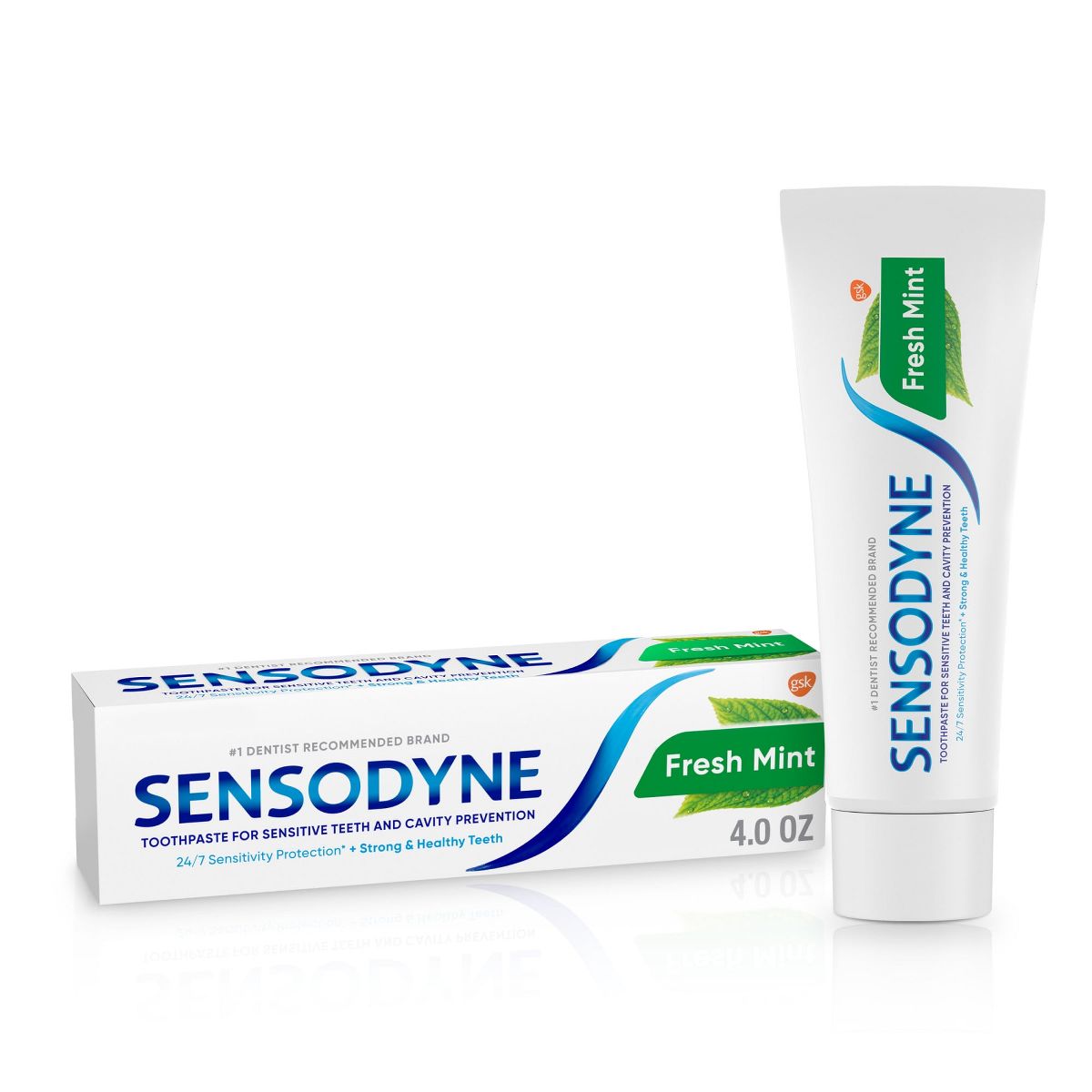 Sensodyne Fresh Mint Toothpaste for Sensitive Teeth provides relief from sensitivity and helps strengthen enamel for daily oral care, 4 oz