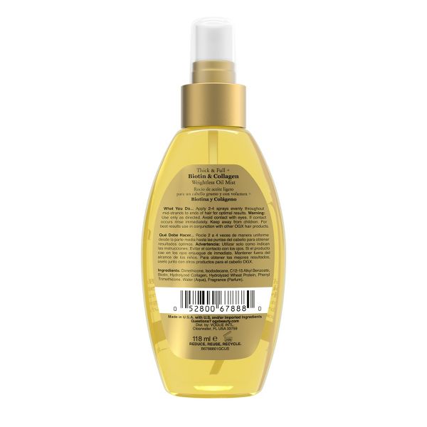OGX Biotin & Collagen Weightless Hair Oil Mist - 4 fl oz