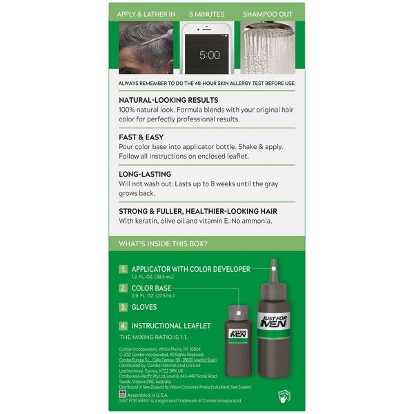 Just For Men Medium Brown Shampoo - H-35: Permanent Hair Color, Liquid Form, All Hair Types