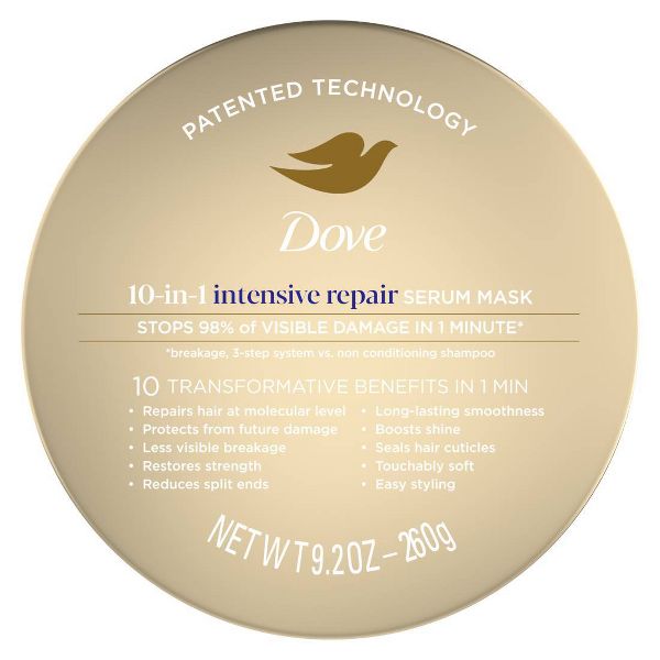 Dove Beauty Intensive Repair Advanced Damage Therapy 10-in-1 Serum Hair Mask with Glutamic Amino Serum - 9.2oz