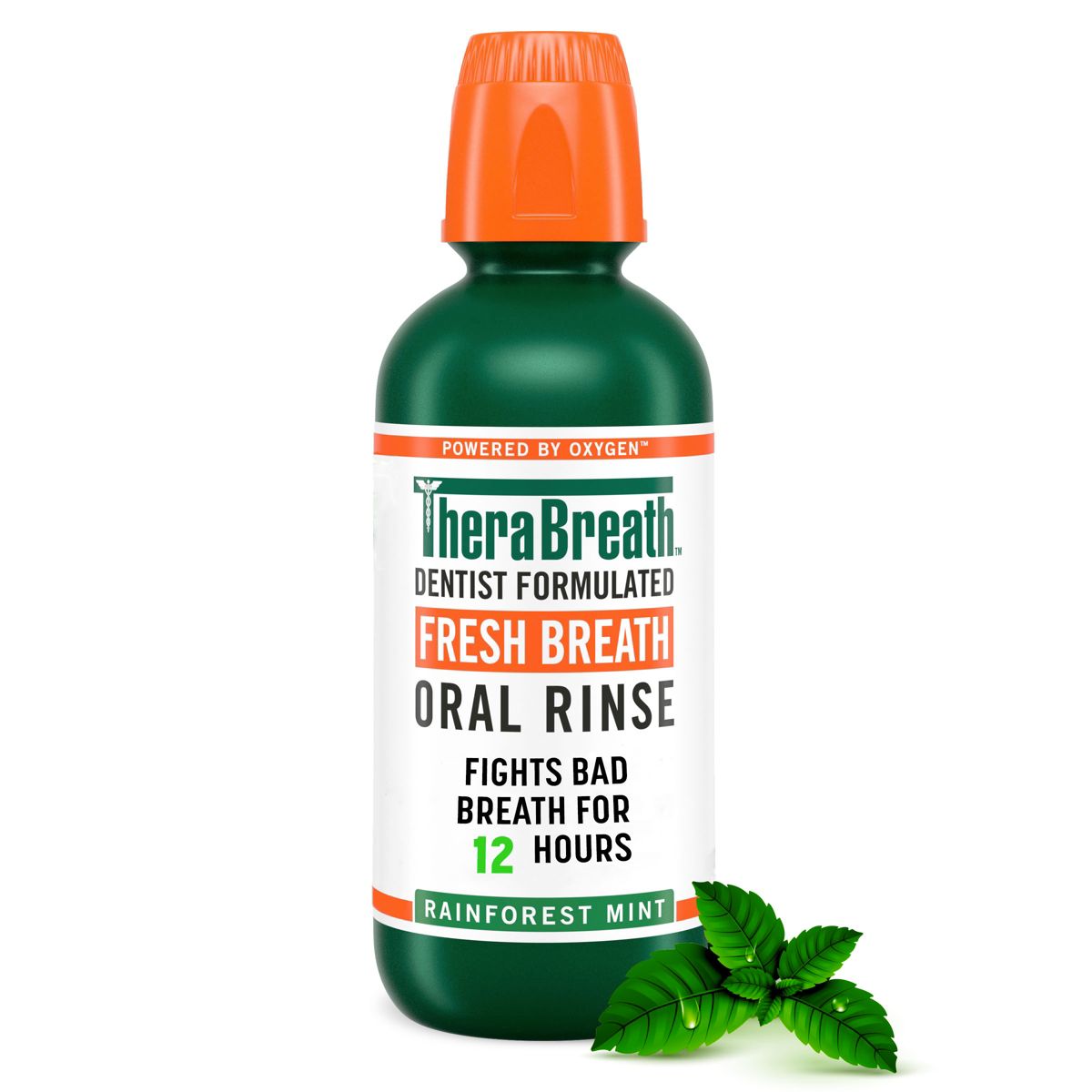 TheraBreath Fresh Breath Mouthwash Alcohol-Free - Rainforest Mint - 16 fl oz