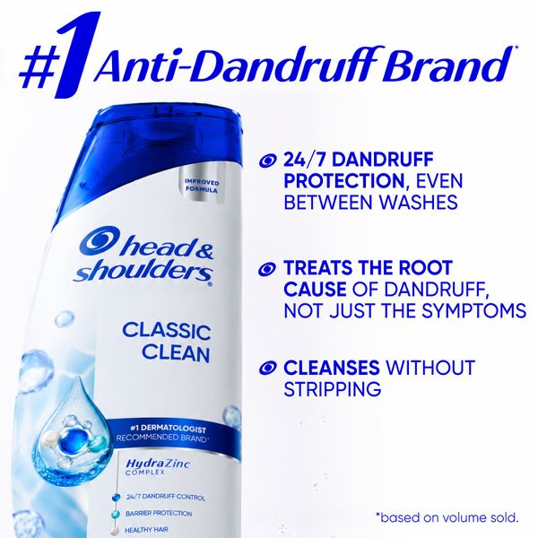 Head & Shoulders Dandruff Shampoo, Anti-Dandruff Treatment, Classic Clean for Daily Use, Paraben-Free - 20.7 fl oz