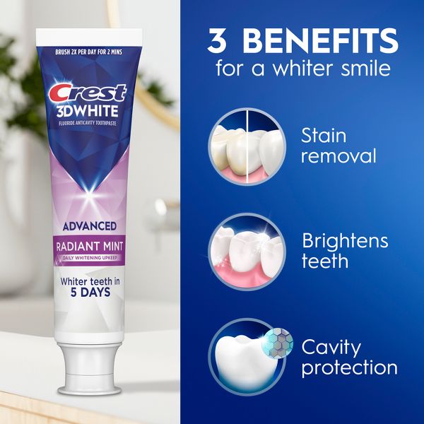 Crest 3DWhite Advanced Teeth Whitening Toothpaste - Radiant Mint - 3.3oz/4pk