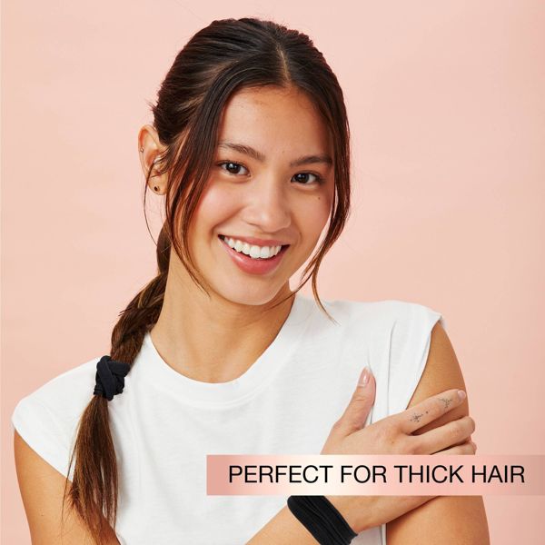 scünci No Damage Super Comfy Hosiery Elastic Hair Tie Ponytailers - Black - Thick Hair - 10pcs