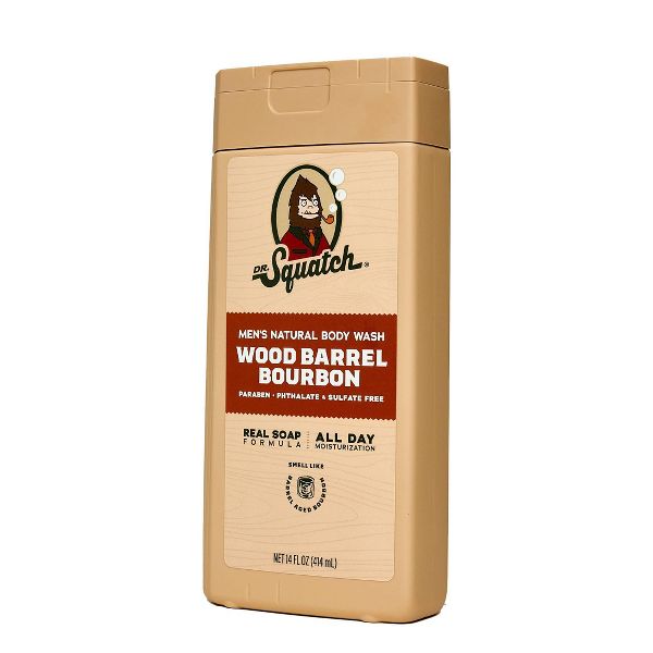 DR. SQUATCH Men's Natural Non-Exfoliating Body Wash - Wood Barrel Bourbon - 14 fl oz