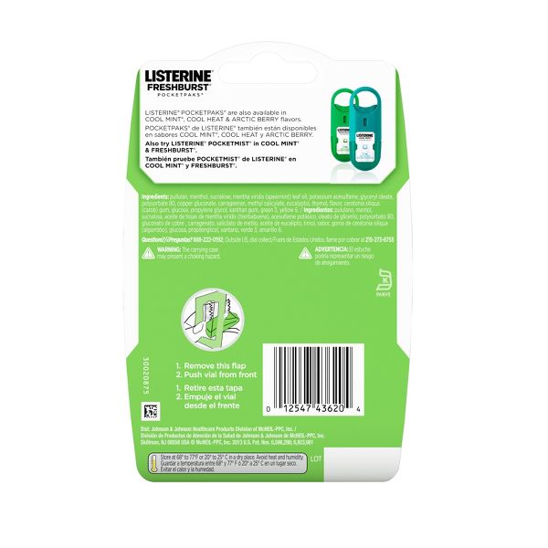 Listerine Freshburst Pocketpaks Portable Breath Strips - Spearmint - Travel Size - 24ct/3pk