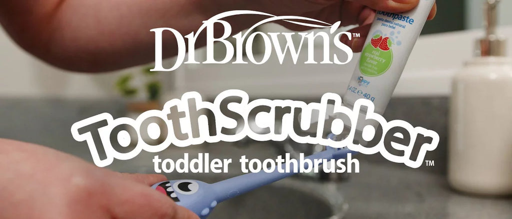 Dr. Brown's Tooth Scrubber Triple Sided Training Toddler Manual Toothbrush - Green