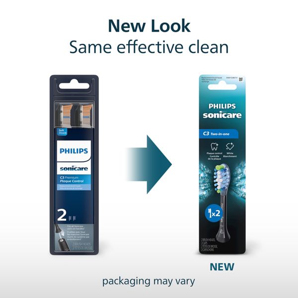 Philips Sonicare C3 Premium 2-in-1 Plaque & Whiten Replacement Electric Toothbrush Head - HX9042/65 - White - 2pk