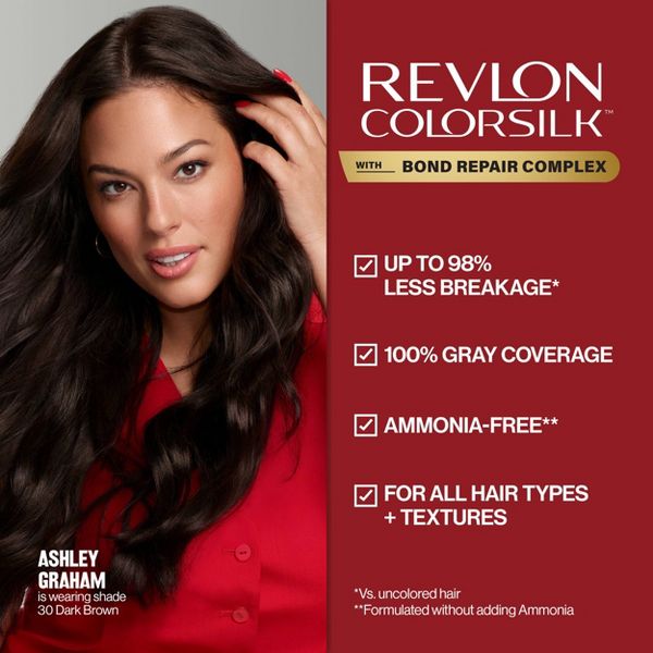 Revlon ColorSilk Permanent Hair Color with Bond Repair Complex - 27 Deep Rich Brown - 4.4 fl oz: Ammonia-Free, Gloves Included, For All Hair Types