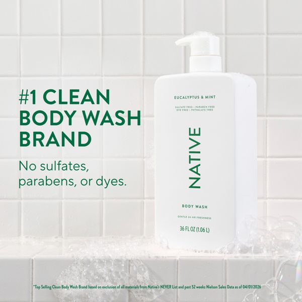 Native Body Wash for Men & Women - Eucalyptus & Mint - Sulfate Free with Pump - 36 fl oz