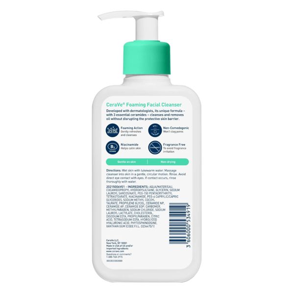CeraVe Foaming Face Wash with Hyaluronic Acid and Niacinamide for Oily Skin - 12 fl oz