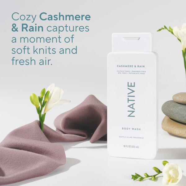 Native Body Wash for Men - Cashmere & Rain - Sulfate Free - 18 fl oz