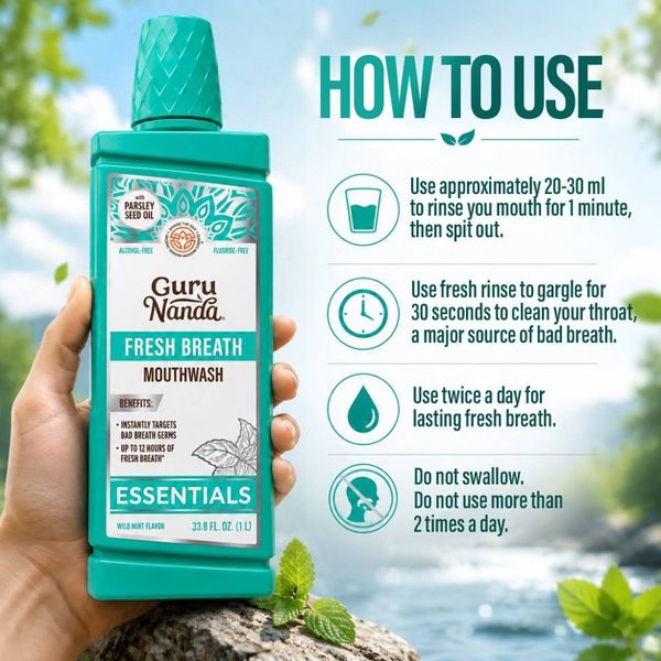 GuruNanda Fresh Breath Mouthwash - 1L