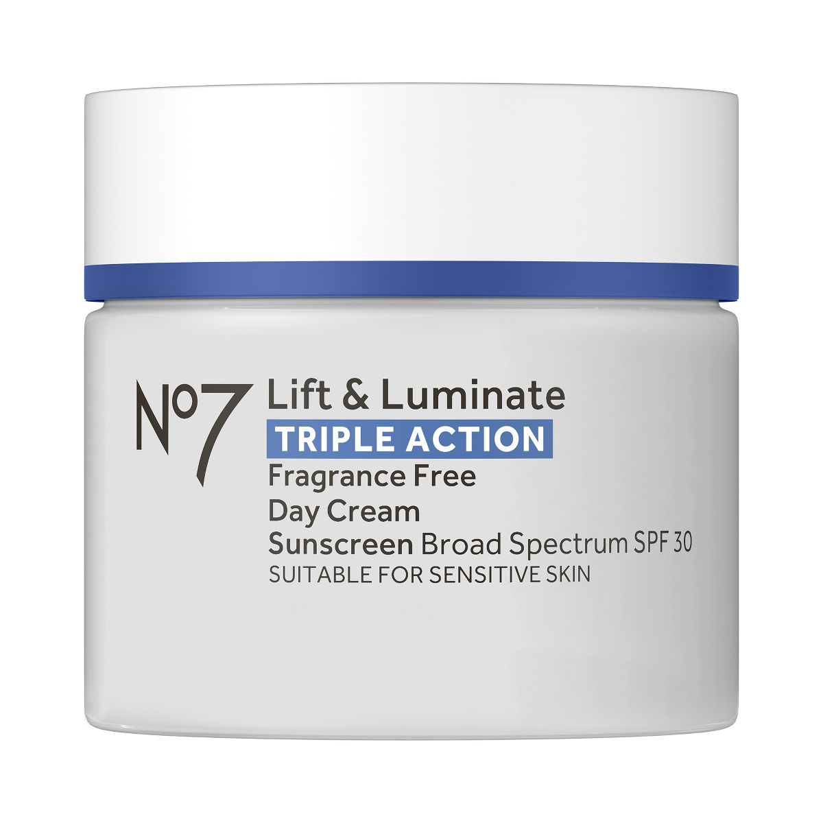No7 Lift & Luminate Triple Action Fragrance Free Day Cream with SPF 30 - 1.69 fl oz