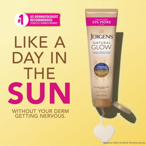 Jergens Natural Glow Self Tanner Skin Firming Gradual Tanning Lotion - Fair to Medium - 10 fl oz