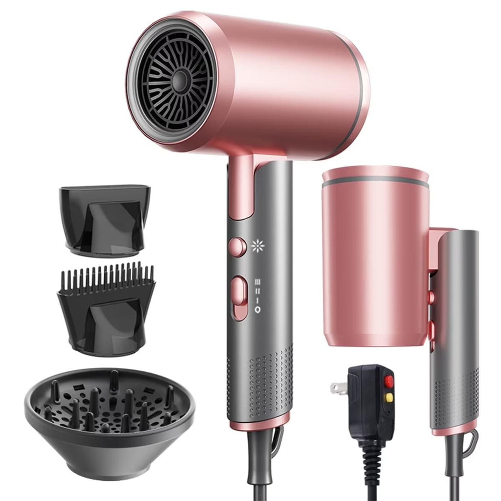 Hoey 1800W Professional Ionic Hair Dryer with Diffuser and Concentrator Attachments - 3 Heat Settings