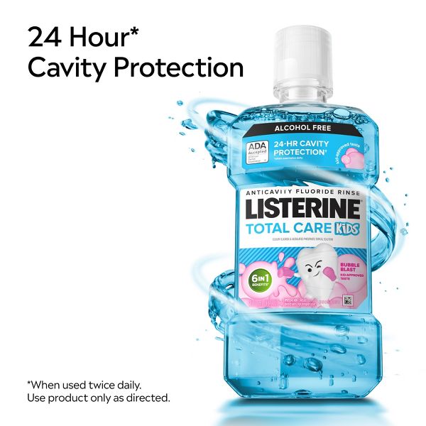 Listerine Total Care Kids Anticavity Mouthwash - Alcohol-Free - Bubble Blast - 16.9 fl oz