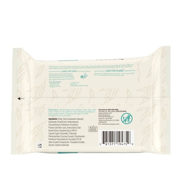 Aveeno Calm + Restore Nourishing Makeup Remover Face Wipes with Oat Extract - Fragrance Free - 25 ct