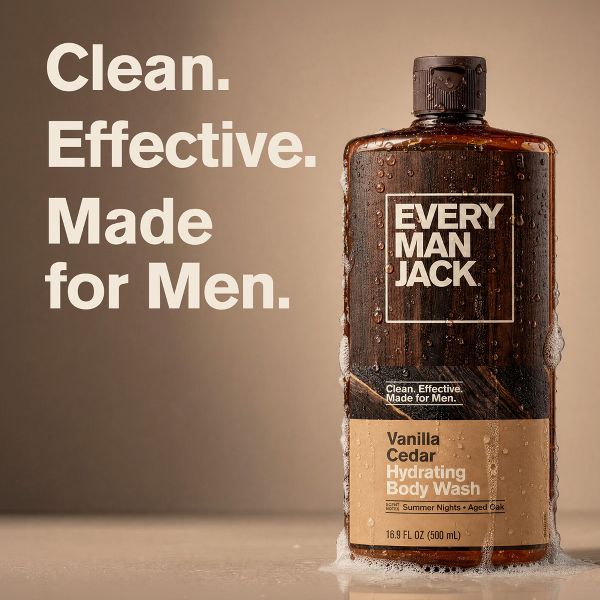 Every Man Jack Naturally Derived Men's Body Wash - Vanilla + Cedar - 16.9 fl oz