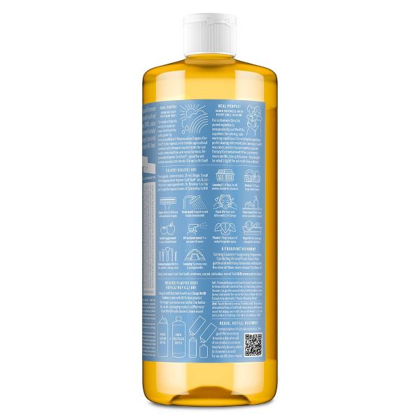 Dr. Bronner's Magic Pure Castile Liquid Soap Bodywash - Baby Unscented - 32 fl oz
