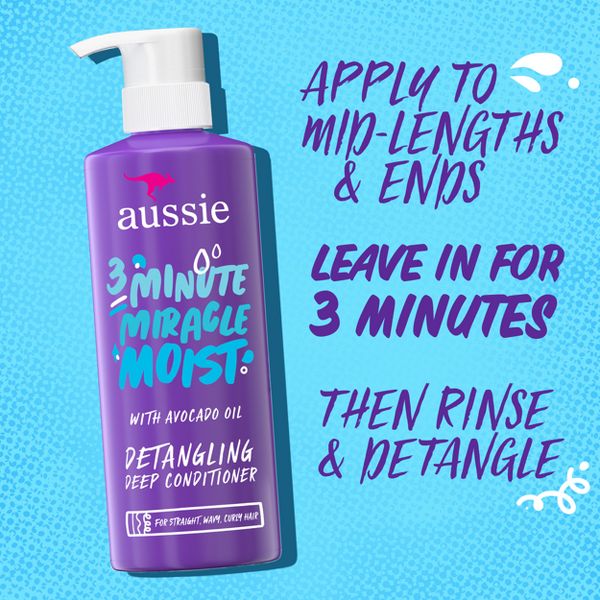 Aussie Miracle Moist with Avocado & Jojoba Oil, Paraben Free 3 Minute Miracle Conditioner - 16.0 fl oz