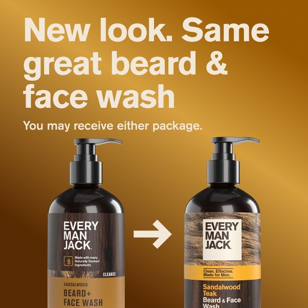 Every Man Jack Men's Nourishing Beard and Face Wash - Sandalwood Teak - 6.7 fl oz