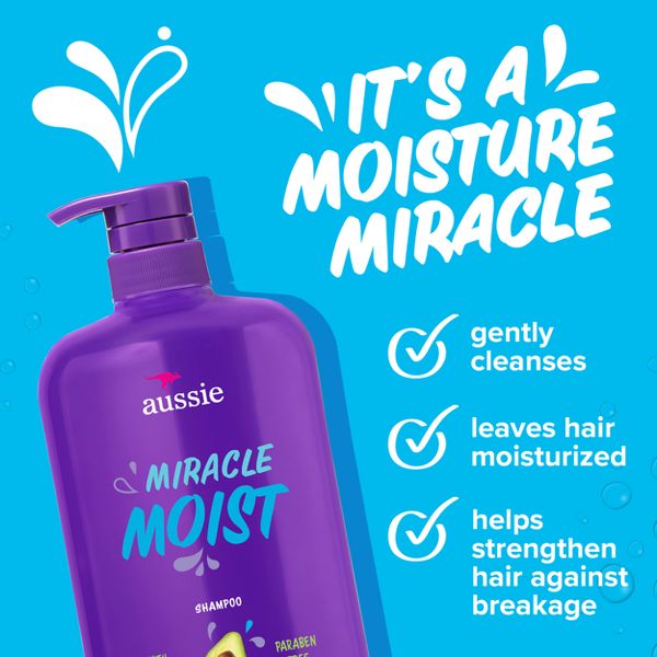 Aussie Miracle Moist with Avocado & Jojoba Oil Paraben Free Shampoo - 12.1 fl oz