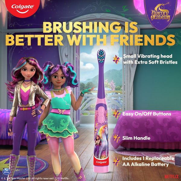 Colgate Unicorn Academy Kids' Battery Powered Toothbrush