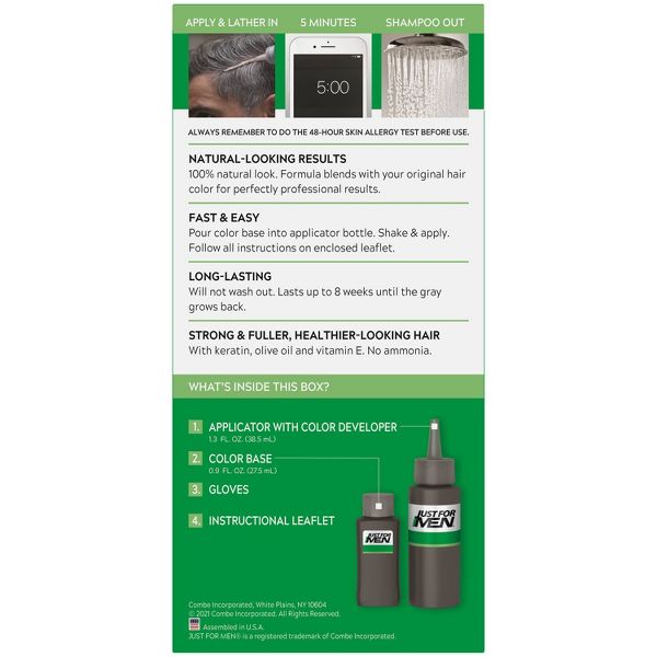 Just For Men Medium Brown Shampoo - H-35: Permanent Hair Color, Liquid Form, All Hair Types