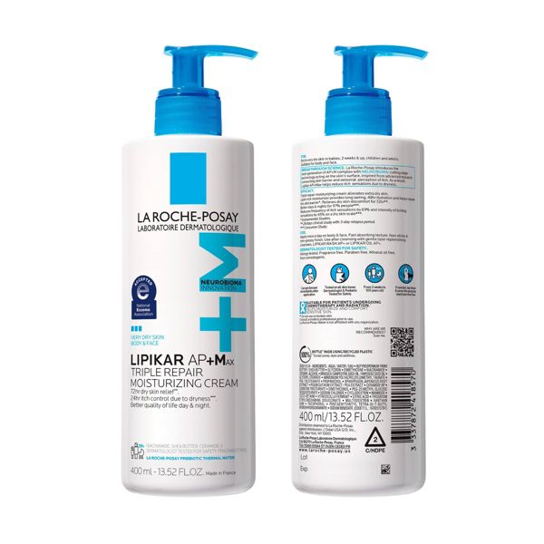 La Roche Posay Lipikar AP+M Triple Repair Body Moisturizing Cream Body and Face Moisturizer for Dry Skin with Shea Butter and Glycerin - 13.5 fl oz
