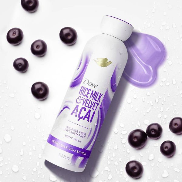 Dove Beauty Plant Milk Cleansing Body Wash - Rice Milk & Velvet Acai - 17.5 fl oz