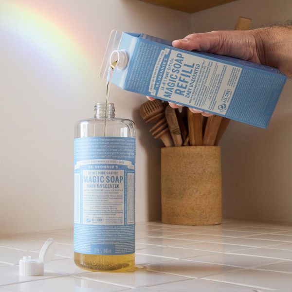 Dr. Bronner's Pure Castile Liquid Soap Bodywash Refill Carton - Unscented - 32 fl oz