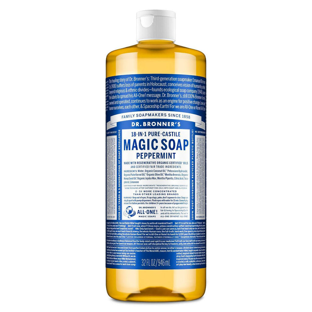 Dr. Bronner's Magic Pure Castile Liquid Soap Bodywash - Peppermint - 32 fl oz