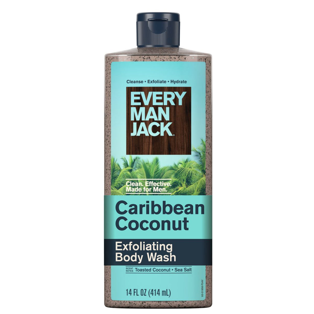 Every Man Jack Naturally Derived Men's Medium Grit with Sand Exfoliating Body Wash - Caribbean Coconut - 14 fl oz