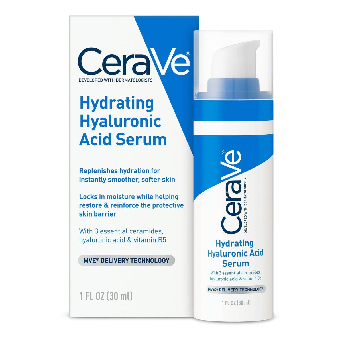 CeraVe Hydrating Hyaluronic Acid Face Serum With Vitamin B5 and Ceramides For Normal to Dry Skin– 1 fl oz
