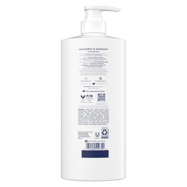Dove Beauty Cucumber Moisture Hair Shampoo Pump with Bio-Protein Care & Cucumber Extract - 28 fl oz