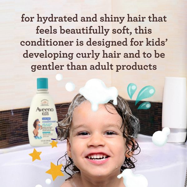 Aveeno Kids' Curly Hair Hydrating Conditioner, Curly Hair Products with Shea Butter, Gentle Scent - 12 fl oz