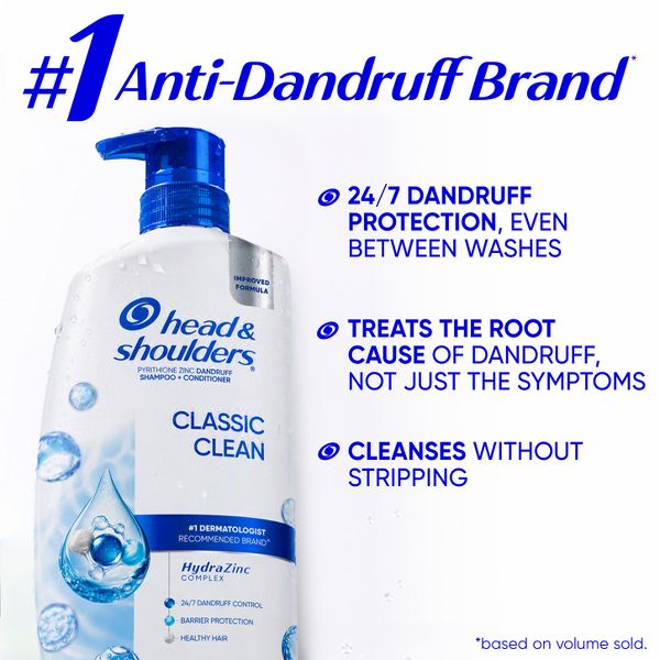 Head & Shoulders Anti-Dandruff Treatment, Classic Clean for Daily Use, Paraben-Free 2-in-1 Shampoo and Conditioner - 28.2 fl oz
