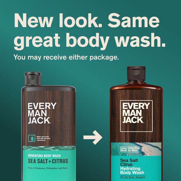Every Man Jack Sea Salt + Citrus Hydrating Naturally Derived Men's Body Wash - 16.9 fl oz