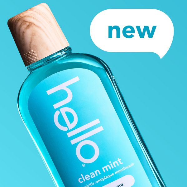 hello Alcohol Free Mouthwash with Aloe Vera - Flouride Free Mouthwash - Clean Mint - 17.6 floz